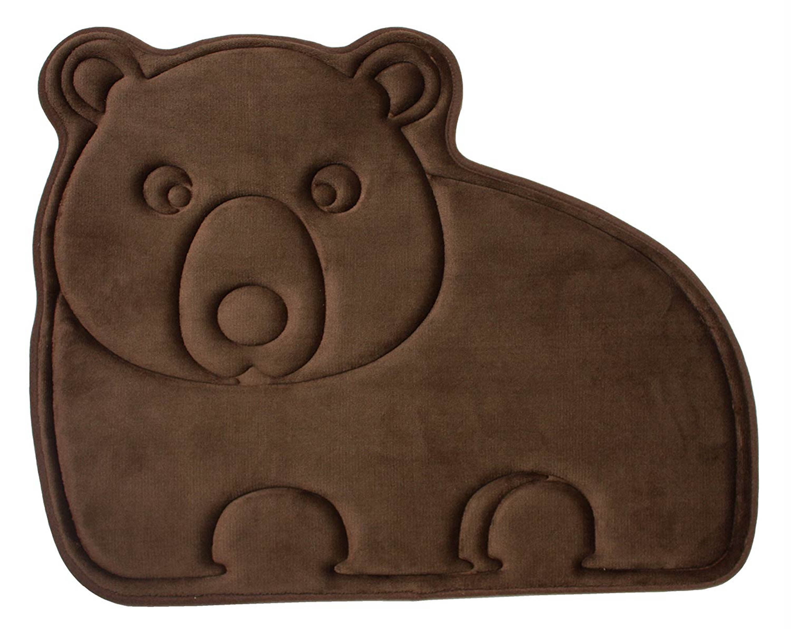 Memory Foam Kid's Bath Mat Non-Slip Ultra Soft 20x25', Brown Bear