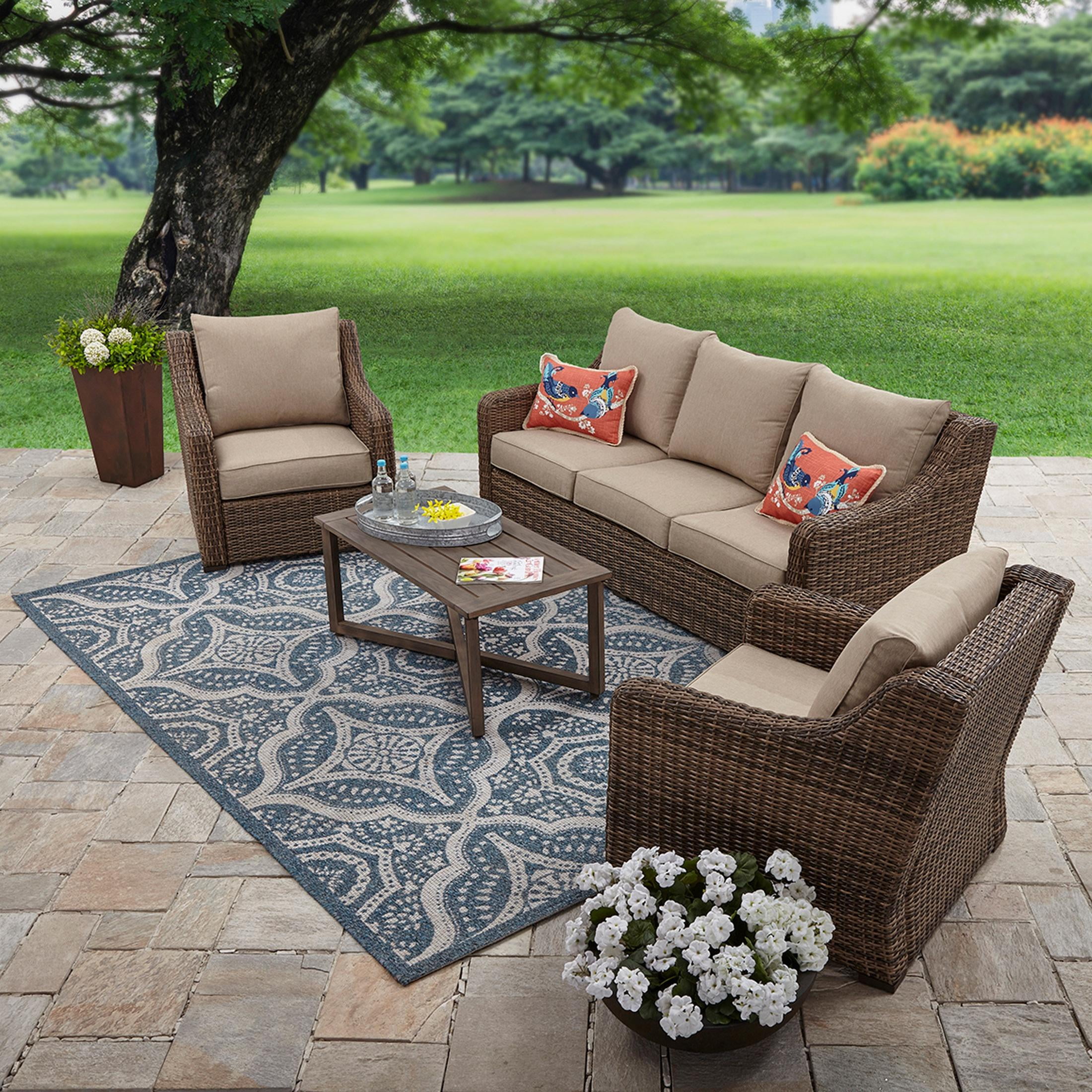 Better Homes Gardens Sand Crest Wicker Outdoor Swivel Rocker Lounge Chairs Set of 2 Brown Walmart