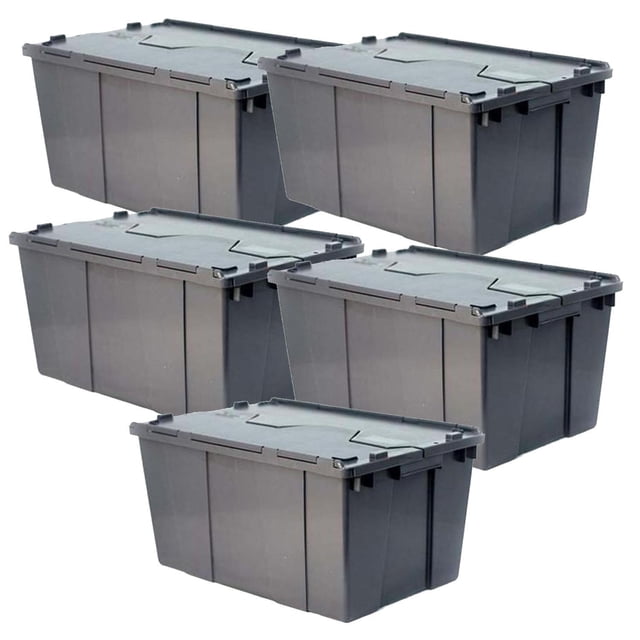 Contenedores de Distribución BoxArch30 5 Pzas 30kg 60x40x32cm Apilable Bisagras Polietileno Color Gris.