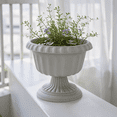 thumbnail image 5 of huayou Vintage European Pedestal Plastic Planter, Retro Fluted Urn Flower Pot for Hydroponic Greenery Patio Garden Home Decoration, 5 of 6