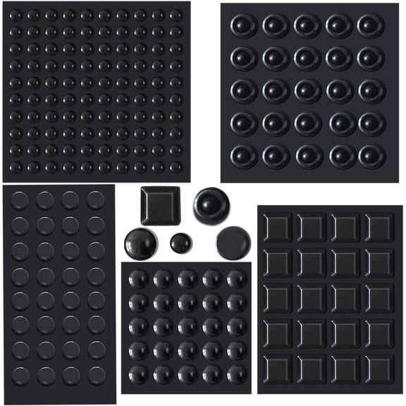 202 Pcs Combo Pack Clear Adhesive Bumper Pads, Round Spherical Square, Black, Self Adhesive Sound Dampening Transparent Rubber Feet Pads for Cabinet Doors Drawers Glass Tops Picture Frames Boards
