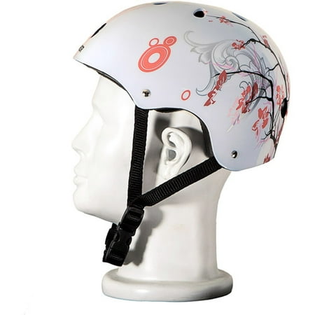 Punisher Skateboards Cherry Blossom Pink and White Adjustable All-Sport Skate-Style Helmet, Medium