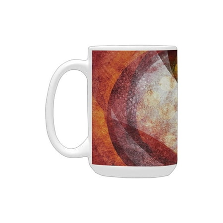 

Psychedelic Decor Grunge Trippy Abstract Circles in Murky Tones with Dark Effects Picture Mustard Ru Ceramic Mug (15 OZ) (Made In USA)