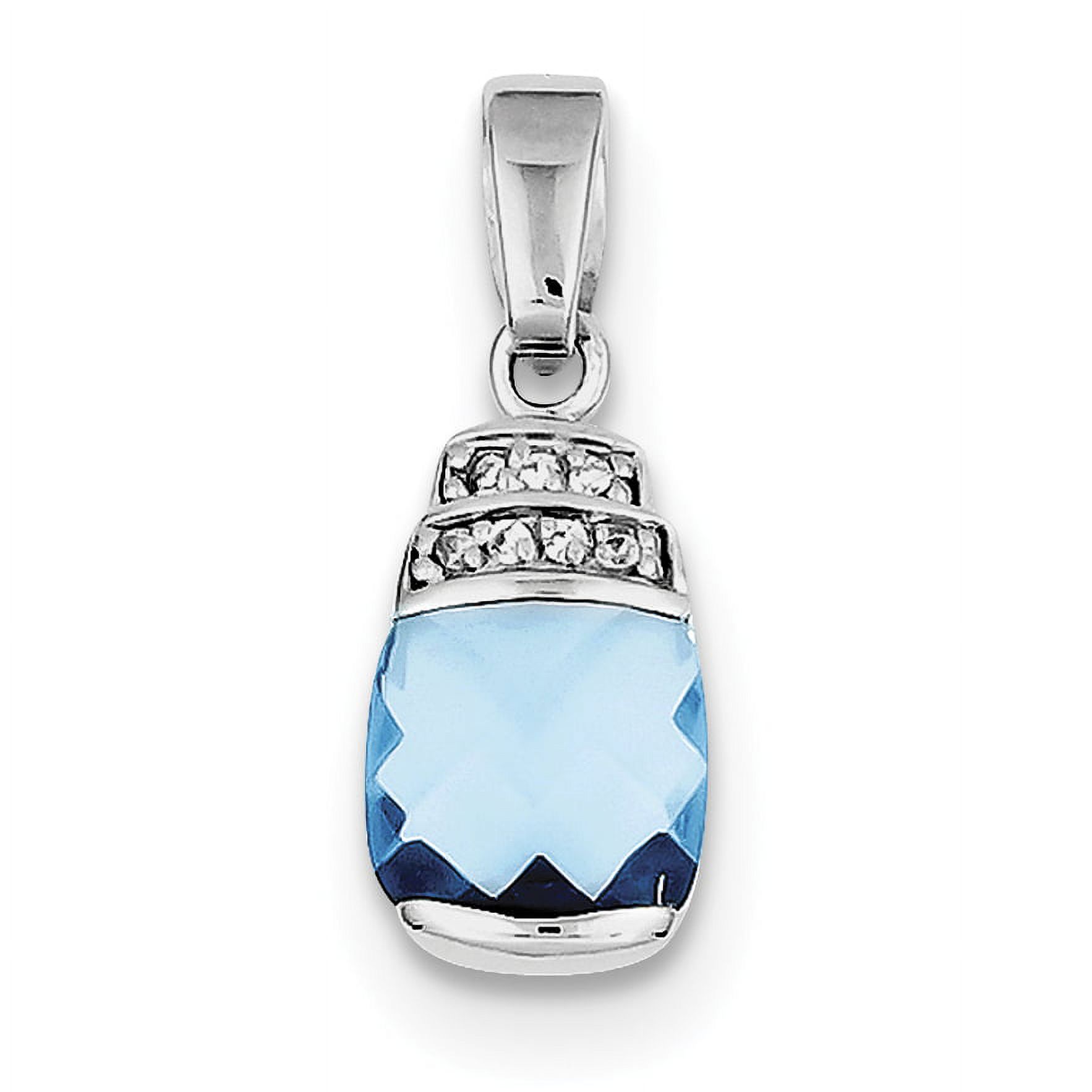 Sterling Silver Rhodium-plated Blue Cubic Zirconia Pendant