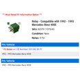 thumbnail image 2 of Relay - Compatible with 1992 - 1993 Mercedes-Benz 400E, 2 of 2