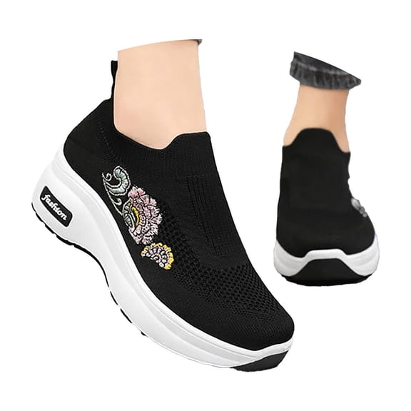 ibiyuan Womens Orthopedic Walking Shoes Mesh Knitted Woven Walking Shoes Women Arch Support on Womens Platform Sneakers Lightweight Hands-Free Mary Jane Shoes Foam Shoes