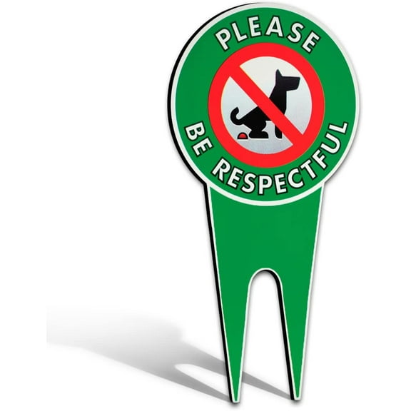 Signs Authority No Pooping Dog Yard Sign | 6"x12" Aluminum | Please Be Respectful | Metal Outdoor