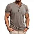 thumbnail image 1 of Camisetas de Corta para Hombre, Camisetas Informales de Algodón Estilo Henley, Camisetas Básicas de Verano Caqui M, 1 of 6