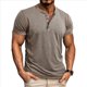 thumbnail image 1 of Camisetas de Corta para Hombre, Camisetas Informales de Algodón Estilo Henley, Camisetas Básicas de Verano Caqui M, 1 of 6