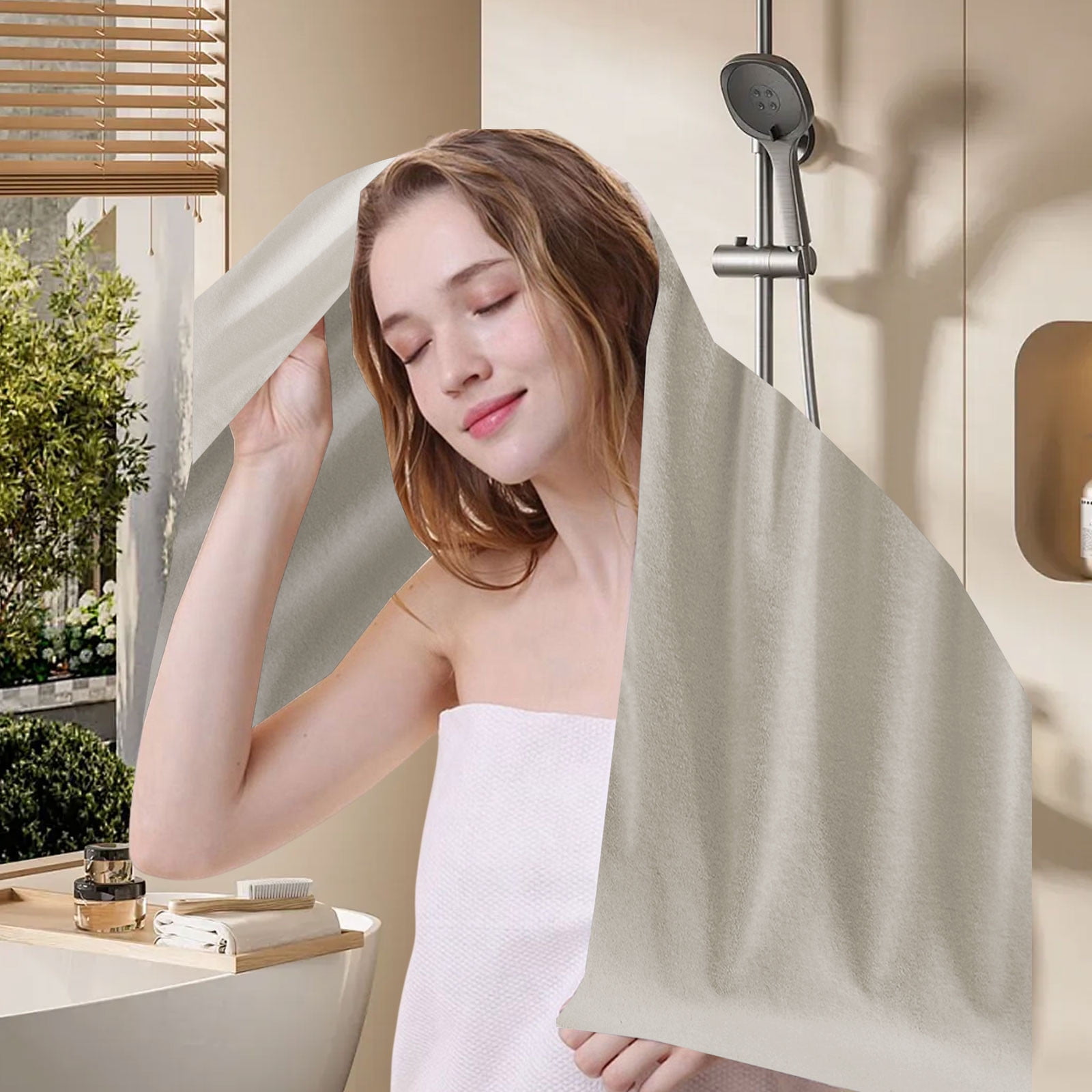 Beige Beige Cotton Bath Collection 8-Piece Towel Set Ultra Absorbent Quick-Dry Fabric Bath Sheet Hand Towel Washcloth Combo #u56uq