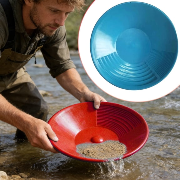 15 Inch Gold Panning Pan, Gold pan Accessories, Gold Panning Equipment With Different Riffle, Dual Riffles for Easier Mining and Prospecting, Effective Separation Of Gold Prospecting