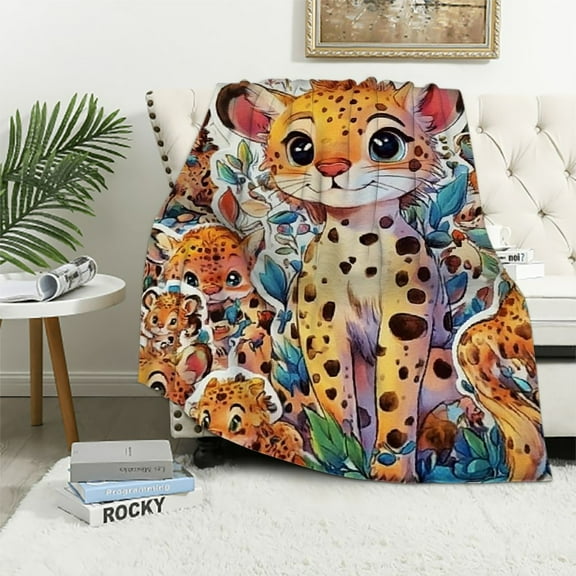 BCIIG Cheetah Blanket for Kids, Aldults - Soft, Fuzzy & Cozy Crib Size Throw Blanket for Couch, Office - Brown Cute Warm Blankets Gifts 40x50in
