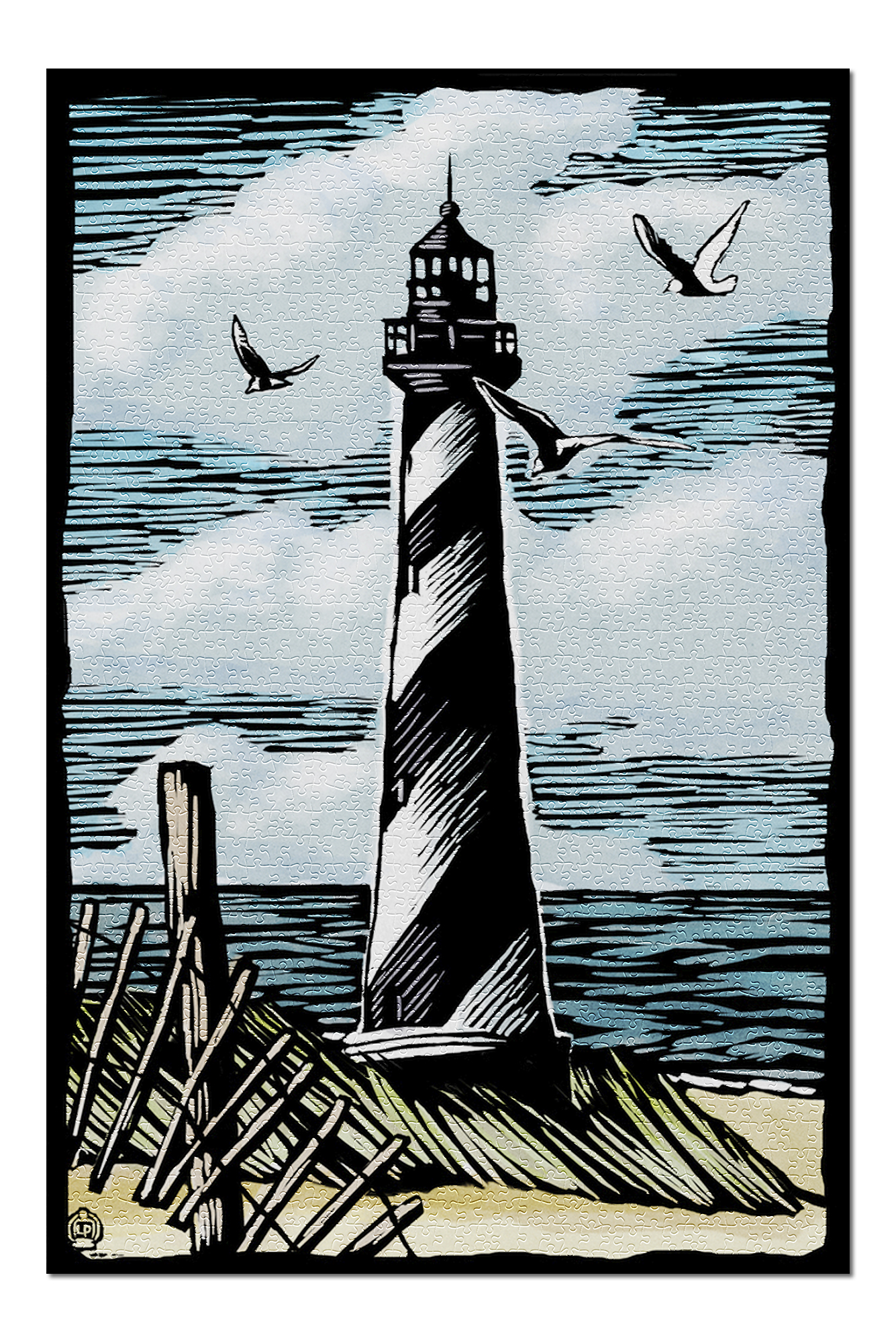 Lighthouse Scratchboard (20x30 Premium 1000 Piece Jigsaw Puzzle, Made