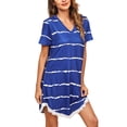 thumbnail image 4 of MAWCLOS Robe T-shirt pour Femmes T-shirt Courte Mini Robes Évasées Robe d'Été Simple Tunique de Vacances Tenue d'Intérieur Bleu m, 4 of 8