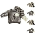 thumbnail image 4 of Odeerbi 3M-3Y Infant Boys Girls Outfits Cotton Sweatsuits Striped Crewneck Sweatshirts Sweatpants Two-piece Set Long Sleeve Round Neck T-shirt Haren Pants Set Infant Boys Girls Clothes, 4 of 4