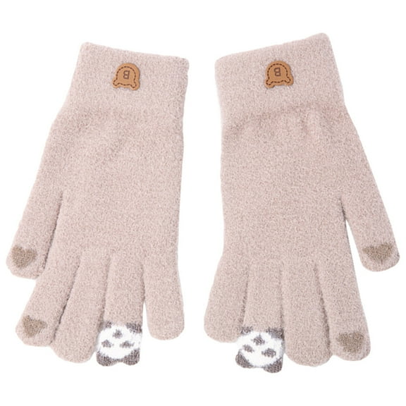 1 Pair of Cartoon Thicken Gloves Touch Screen Gloves Winter Warm Gloves