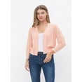 thumbnail image 5 of MixMatchy Women's Basic Solid Patterened Texture Lightweight Soft Open Front Cropped Cardigan, 5 of 5