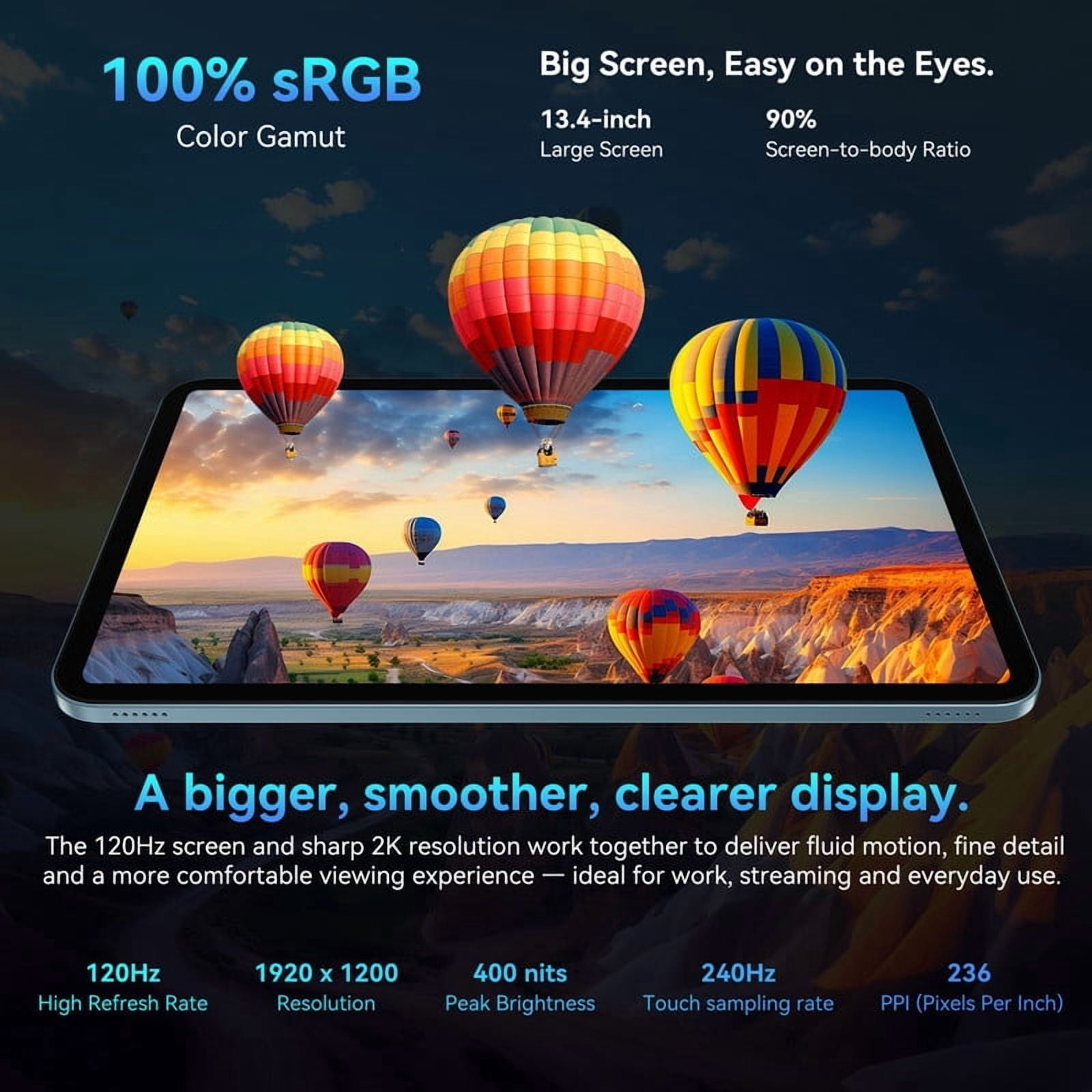 Blackview OSCAL 2026 13.4" AI Tablet, Android 16, 24GB RAM 256GB ROM, 1TB Expand, T7280 Octa-Core CPU, 8+16MP Camera, 8300mAh, 5G Wifi, Gemini Al Tablet with Keyboard & Mouse, Blue