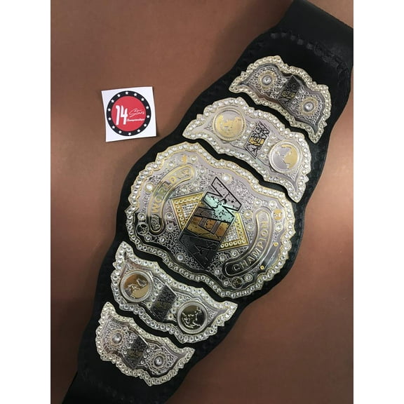 14Stars AEW World Heavyweight Championship Belt Replica Brass/Alloy Cowhide Leather, 50 inches