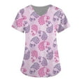 thumbnail image 1 of TIMIFIS Hauts de Sarrau pour Femmes de la Saint-Valentin à Manches Courtes, Col en V, Uniforme de Travail, Blouse Imprimée avec Poche, Hauts avec Poches - Printemps, 1 of 3