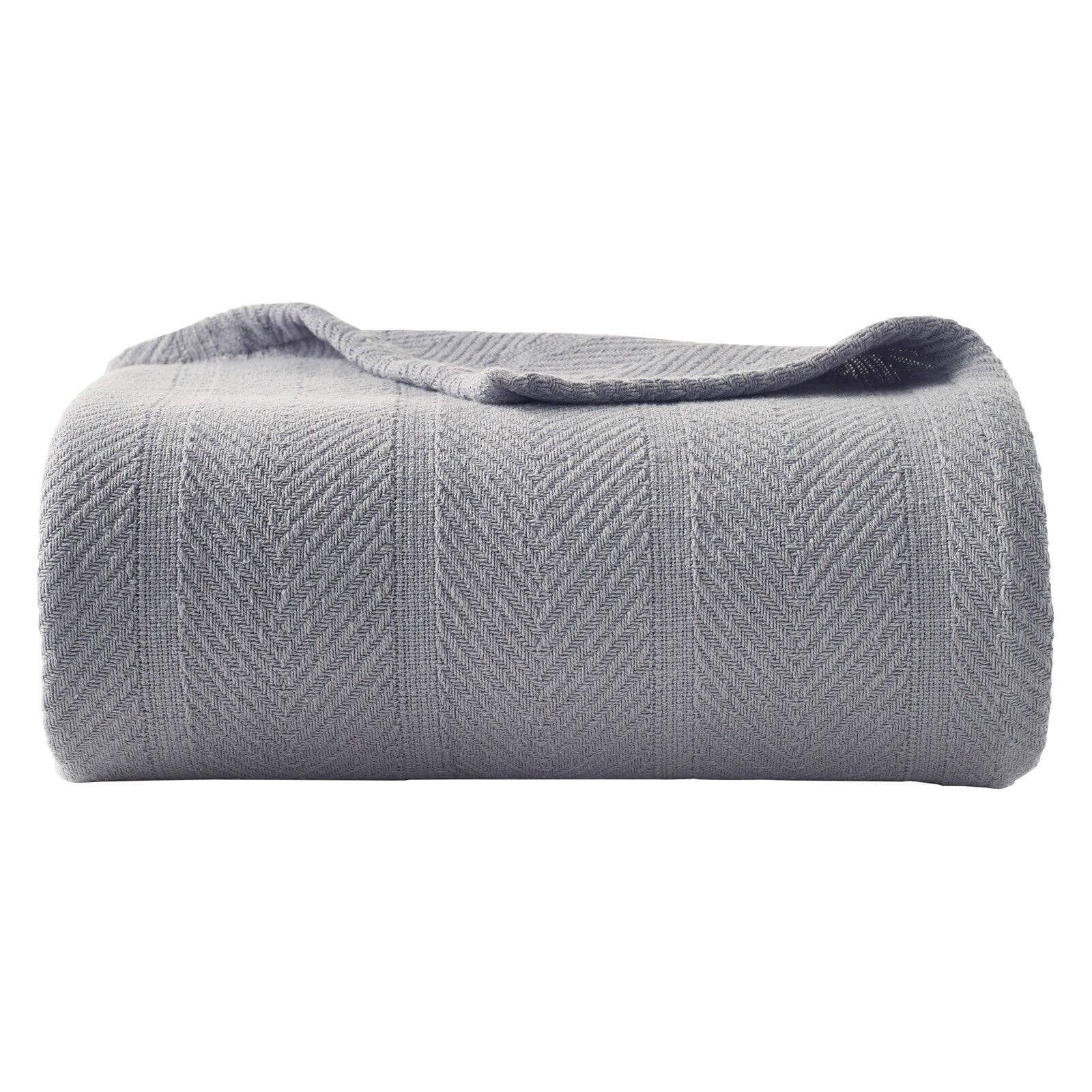 Herringbone Gray Cotton Blanket by Eddie Bauer