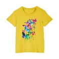 thumbnail image 2 of Sakmal Clothes For Children Yellow Cotton 3-7y Floral Crew Neck Short Sleeve Daily Life Childrens Tops On Sale, 2 of 5