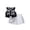 Black, variant on Girls O-neck Sleeveless Bow Vest Top with White Pleated Skirt 2 Piece Formal Dress Set Outfit Set