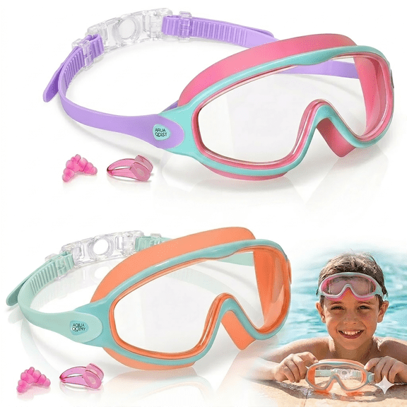 Kids Swim Goggles 2 Pack for 3-15 UV Protection Anti-Fog Pool Water Swimming Goggles for Boys Girls Youth Toddler