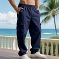 thumbnail image 5 of Yaoyar Utility Casual Pants for Men, Solid Color Elastic Waist Trousers with Drawstring and Multiple Pockets, Durable Daily Bottoms, 5 of 8