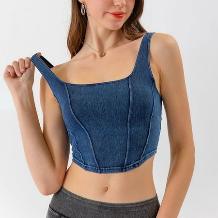 PRORMOOW Sports Bras for Women  Breathable Bras for Women  Women s Sports Bras  Wireless Bras  Yoga Bra  Women s Yoga Sports Vest U-shaped Stretch Sports Lingerie Vest  Dark Blue  L