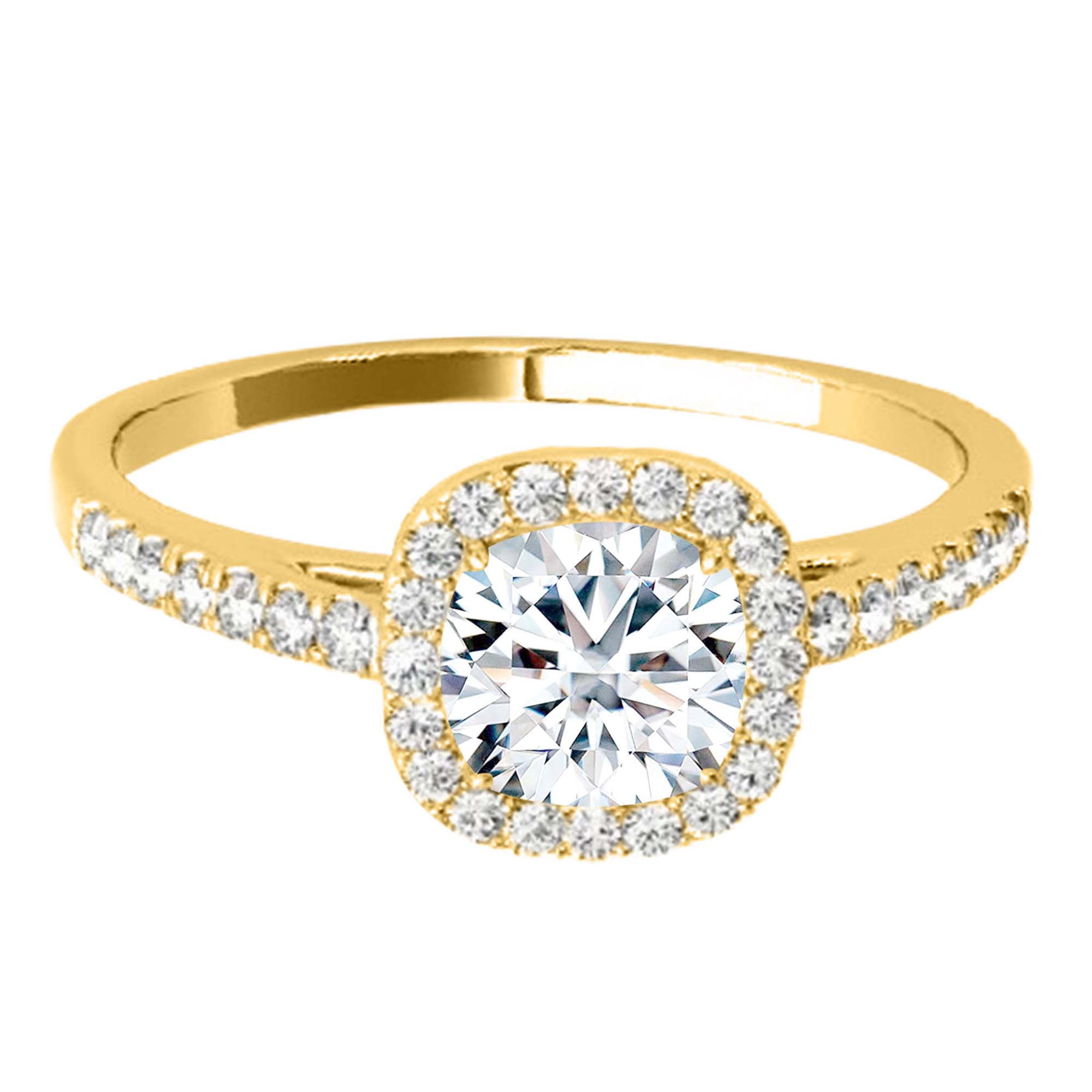 Mauli Jewels 1.25 Carat Halo Cushion Cut Moissanite & Natural Diamond Engagement Ring for Women in 14K Gold, Prong Style Wedding Ring