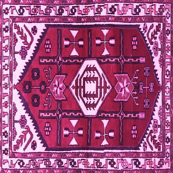 Ahgly Company Indoor Square Persian Pink Traditional Area Rugs, 5' Square