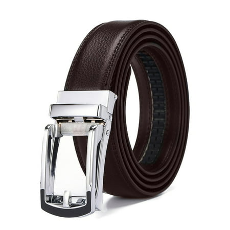 Xhtang 2017 New Style Comfort Click Belt Ratchet Leather Dress Belts for Men 30mm Wide Brown And Black Leather Belt 125cm(Suit for 43'' (Best Belts For Men)