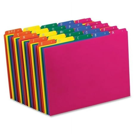 Pendaflex Top Tab Assorted A-Z File Guides 5 Printed Tab(s) - Character - A-Z - 8.5" Divider Width x 11" Divider Length - Letter - Blue Polypropylene, Green, Yellow, Magenta, Strawberry Tab(s) - 25 /