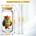 thumbnail image 6 of 16 Oz Clear Glass Cup with Straw and Lid, Painted with Cute Owl Patterns, Tumbler Drinkware  Coffee Cup, Great for Gift or Everyday Use, 6 of 9