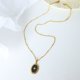 thumbnail image 4 of Collar colgante de acero de titanio, joyería geométrica que gotea estrella ovalada, collar colgante retro francés, 4 of 5