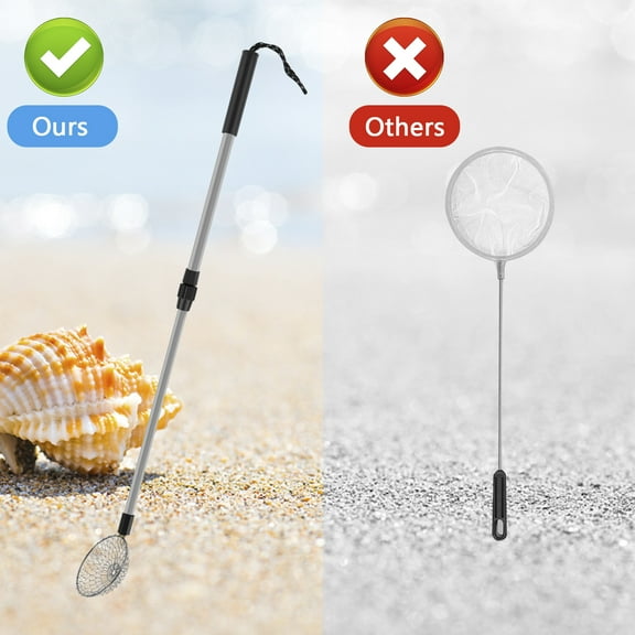 verlacod 2Pcs Sand Sifters 21.3 to 32.6inch Adjustable Telescoping Beach Shovel Seashell Hunting Rocks Sifting Tool for Beach Travel