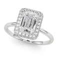 thumbnail image 2 of Lina Jewel 2.34 Ct Excellent Emerald Cut Hidden Halo Diamond Ring - Solitaire Engagement Ring - Lab-Created Simulated Diamond - 14K White Gold Plated - Halo Wedding Ring for Her - Ideal Gift for Her, 2 of 6