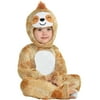 Party City Soft Cuddly Sloth Halloween Costume for Babies, Hooded Onesie, Tan and White, 6-12 Months