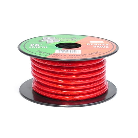 Gauge Clear Red Power Wire - Pyramid - RPR825 - 8 Gauge Clear Red Power Wire 25 ft. OFC