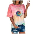 thumbnail image 2 of Honeeladyy Women's New Fashion Colorful Flowers Short-Sleeved Top Printed T-shirt t-shirts womens, 2 of 5