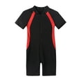thumbnail image 3 of YiZYiF Kids Girls One-piece Short Sleeves Swimming Jumpsuit Zippered Bathing Suit Rash Guard, 3 of 7