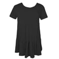 thumbnail image 5 of Fartey Summer Dresses for Women Plus Size Round Neck Short Sleeve Midi Dress Loose Flowy Ruffle Tiered Dresses Casual Swing Dress Black XL, 5 of 9