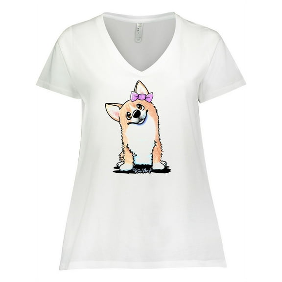 Inktastic Corgi Puppy Girl Women's Plus Size V-Neck T-Shirt