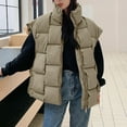 thumbnail image 4 of Sanbonepd Womens Quilted Jacket Casual Fall Winter Oversized Puffer Vest Lightweight Stand Collar Padded Coat, 4 of 9