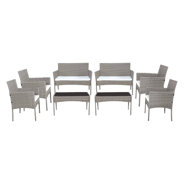 Ilios Innova | Juego de Muebles de Jardín de Mimbre para 8 Personas, Diseño Ergonómico con Almacenaje, Espacio Amplio, Fácil Montaje y Estable, Ideal para Patio y Jardín