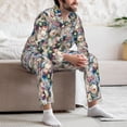 thumbnail image 7 of Salouo Rose Flowers Print Button-Front Long Sleeve Pajama Set for Men, Soft 2Pjs Men's Long Sleeve Sleepwear-Small, 7 of 7