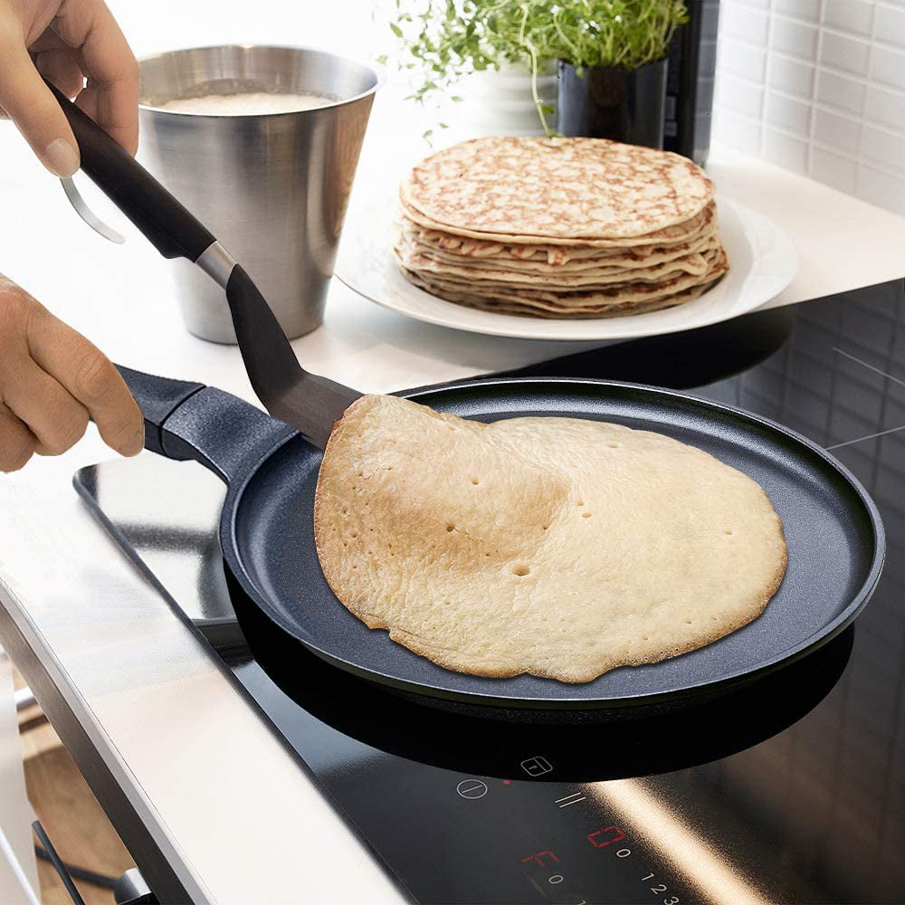 Vinod Non-Stick Crepe Pan, Pancake Pan, Chapati, Roti & Dosa Tawa,  Induction Friendly, Gas & Ceramic Stoves, Swiss Engineered Aluminum,  Scratch Resistant Coating - 28cm