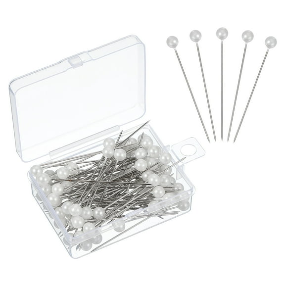 Uxcell 100pcs Sewing Pins, 2 Inch Round Pearl Head Corsage Pins for Wedding DIY Craft, White
