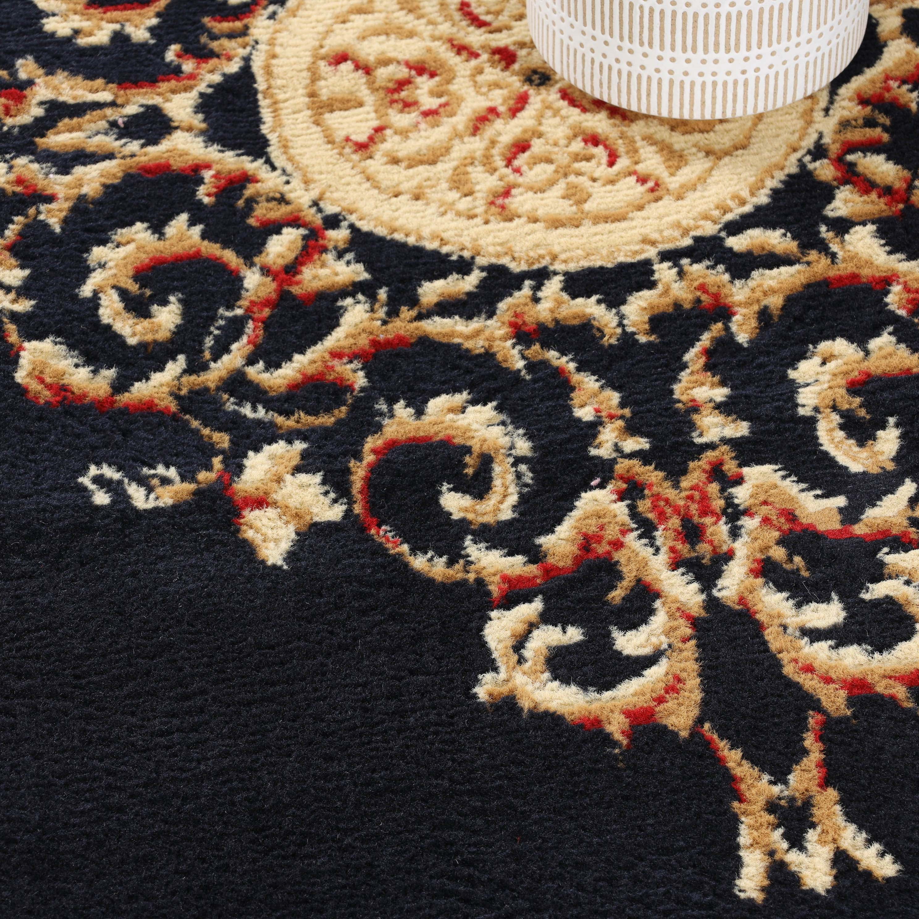 Superior Classic Elegant Floral Medallion Power-Loomed Indoor Area Rug, Midnight Blue, 5' x 8'